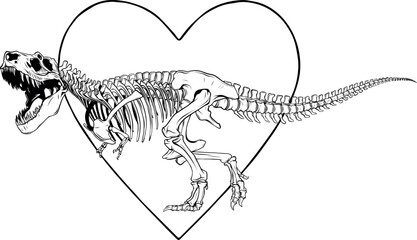 vector Tyrannosaurus Rex dinosaur skeleton outline illustration