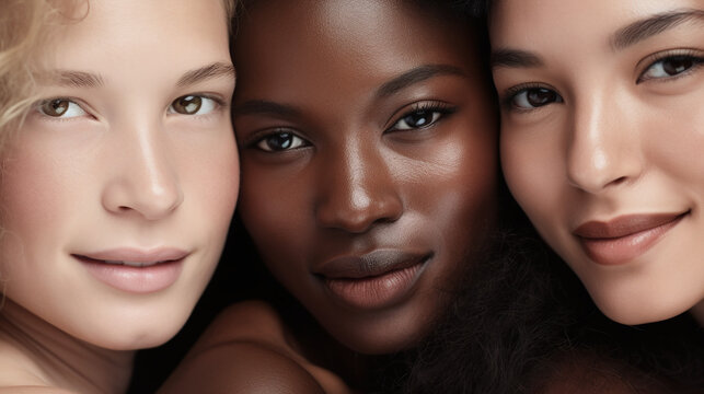 Diverse Beauty Portraits Multicultural Women Confidence and Natural Makeup Looks