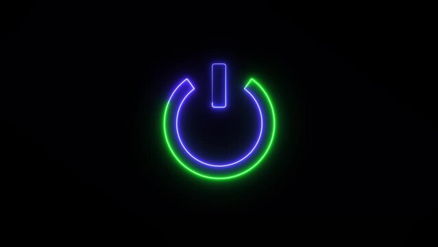 neon power reset button sign animation