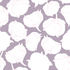 Cotton flowers Watercolor seamless pattern. Seamless botanical pattern painted in watercolor digitally processed. Wrapping paper for gift, prints on fabric, design for paper, For wedding invitations.