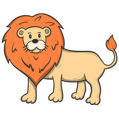 Cartoon illustration of a friendly lion