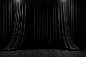 black curtain background with light for stage view. generative ai