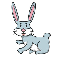 Obraz premium cute smiling grey rabbit with long pink ears