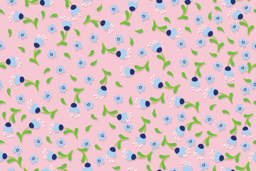 beautiful flowers in vector, seamless pattern for background, wrapping paper, wallpaper, fabric, etc.