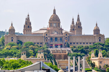 Obraz premium National Palace (Palau Nacional) on Montjuic hill, Barcelona, Spain