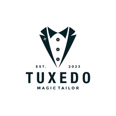 Tuxedo Fashion Tailor Suit Clothes Vintage Classic Logo design. Luxury and premium logo template
