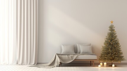 A warm minimalist Christmas scene with room for mockup AI generated illustration