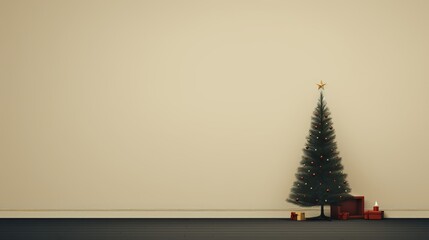 An invitingly empty minimalist scene for Christmas  AI generated illustration
