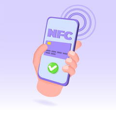 3d realistic vector illustration Payment NFC concept.