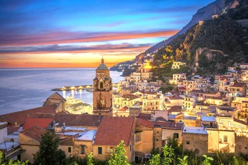 Papier Peint photo Europe méditerranéenne Amalfi, Italy After Sunset