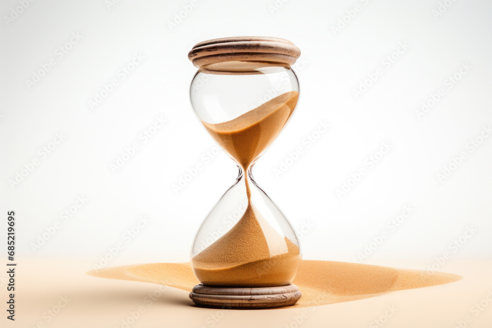 Poster hourglass with sand slowly running through it. perfect for illustrating passage of time and concept 