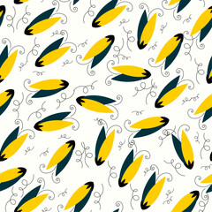Modern vector seamles Floral pattern.Fashionable template.Hand drawn unique print.Single continuous line art .