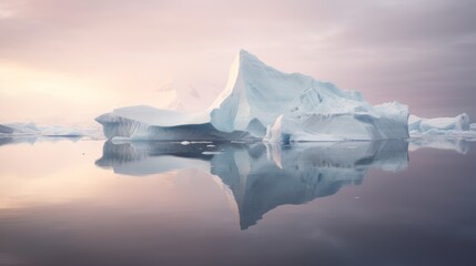 Majestic icebergs glistening in a polar landscape portraying the pristine beauty and minimalism of icy terrains  AI generated illustration