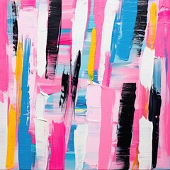 Colorful abstract acrylic art stripes black blue white pink wall picture