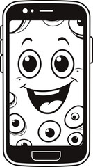 Cartoon mobile toy vector, coloring page