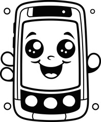Cartoon mobile toy vector, coloring page