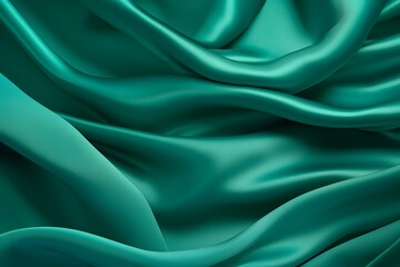 Obraz premium Vibrant Green Silk Fabric with Intricate Folds and Textures for Fashion and Design Projects Generative AI