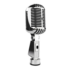 Fototapeta premium Retro style microphone isolated on transparent background