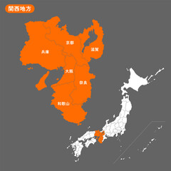 日本地図と関西地方の詳細マップ
