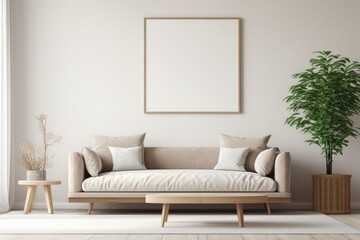 Modern minimalist interior design with wallart - AI Generated