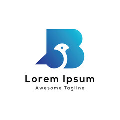 B letter + Bird initial creative logo design © yusuf_rahman