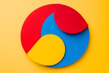 Vibrant and Playful Circular Object in Bold Colors on a Sunny Yellow Background for Creative Design Projects Generative AI
