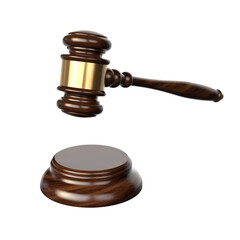 Gavel hammer of justice isolated on transparent background