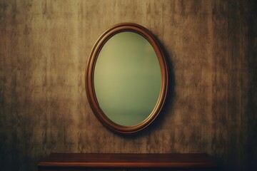 Reflection of a Wooden Shelf in a Wall-Mounted Mirror for Home Decor and Interior Design Inspiration Generative AI