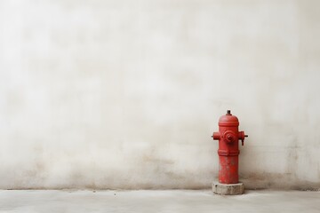 Vibrant Red Fire Hydrant Standing Out Against Clean White Wall in Urban Setting Generative AI - obrazy, fototapety, plakaty