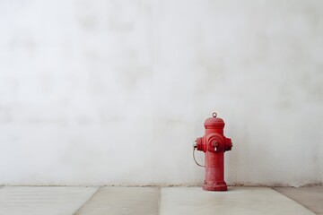 Fototapeta na wymiar Vibrant Red Fire Hydrant Standing Proudly on the Sidewalk in Urban Setting Generative AI
