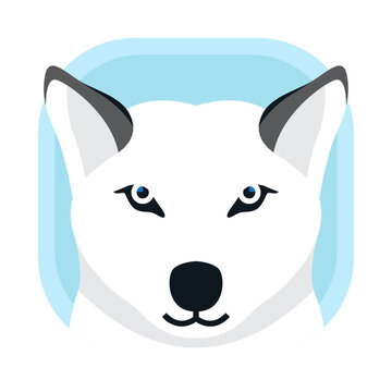 Cute Arctic Wolf Head Mascot Icon