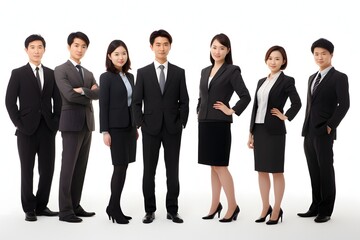 Fototapeta na wymiar Diverse Asian Business Group Standing in Line with Confidence and Professionalism for Corporate Success Generative AI