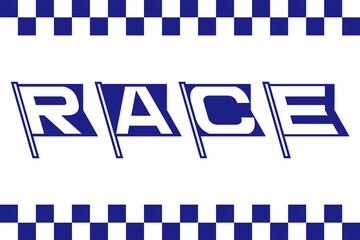 vector illustration of race writing with a flag icon