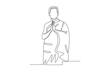A man of Hajj greeting. Hajj one-line drawing