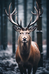 Naklejka na ściany i meble frontal shot of a majestic deer