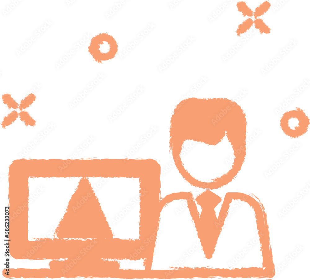 Poster presentation on the computer diagram colored icon grunge style vector