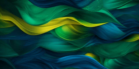Fotobehang Colorful brazilian flag green yellow blue color holi paint powder explosion on isolated white background brazil rio de janeiro carnival qatar ,  generative AI © Asad