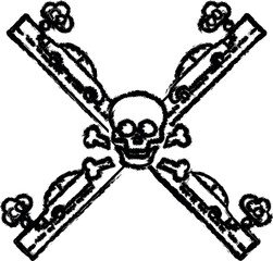 Skull, cars, harmful gases icon grunge style vector