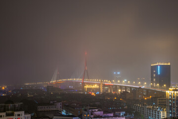 Fototapeta na wymiar Yangpu Bridge, Yangpu District, Shanghai-city architecture night scene