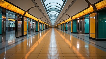 Fototapeta premium Subway station's underground hallway.