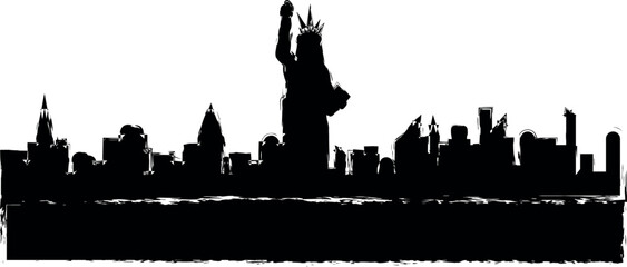 New York detailed skyline icon grunge style vector