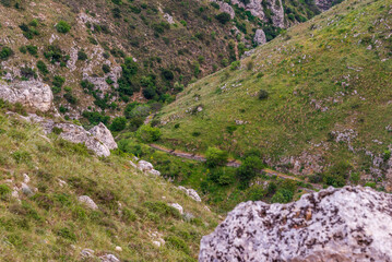 views of th inside of the Murgia Naterana National Park, Matera Basilicata, Italy