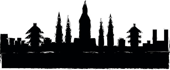 Naklejka premium Bangkok detailed skyline icon grunge style vector