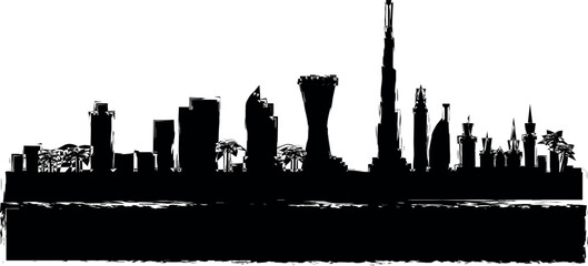 Obraz premium Dubai detailed skyline icon grunge style vector