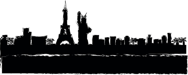 Las Vegas detailed skyline icon grunge style vector © Anar