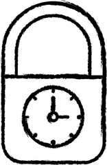 Lock, time, clock icon grunge style vector