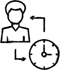 Man, time, clock icon grunge style vector