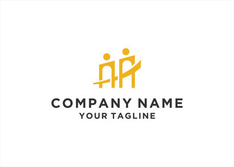 Fototapeta premium bridge people logo icon vector illustration