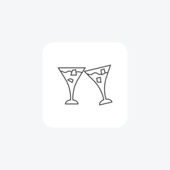 Champagne , Flute, thin line icon, grey outline icon, pixel perfect icon