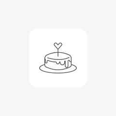 Birthday Cake, Celebration Dessert,  thin line icon, grey outline icon, pixel perfect icon